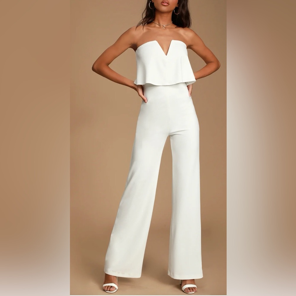 Lulus Power of Love White Strapless Jumpsuit